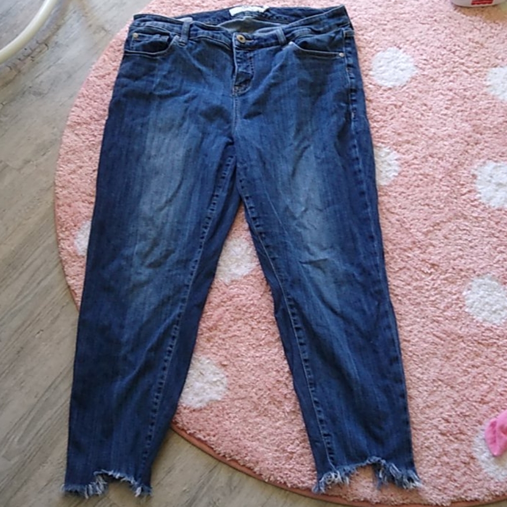 Torrid Girlfriend Jeans with distressed bottom